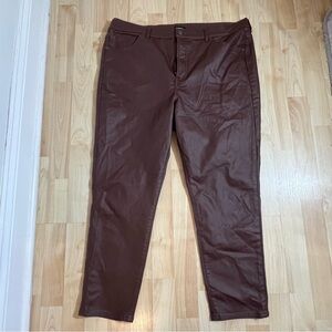 Express Womens Brown Skinny Faux Leather High Waisted Pants Size 16 Short